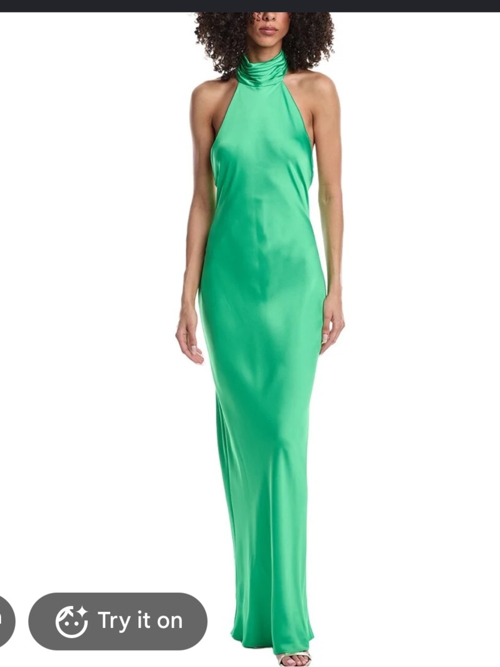 Ramy Brook Satin Halter Maxi Gown in Bright Green Tatianna sz 8